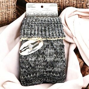 NWT Kensie Black White Knit Boot Toppers Cozy Winter Boot Cuffs